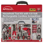 Apollo 161-Piece Home Tool Kit with 4.8V Cordless Rechargeable Screwdriver thumbnail 2