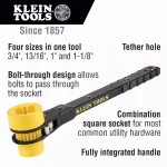 Klein Tools Ratcheting Lineman's Wrench, 4-in-1 Combination Square Socket thumbnail 2