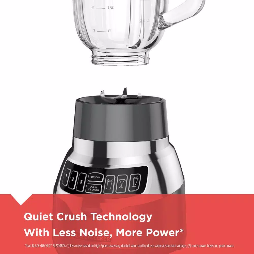 BLACK+DECKER PowerCrush 48 oz. Digital Blender with Quiet Technology, 900W, Silver