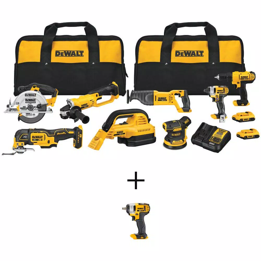 DEWALT 20V MAX Cordless 8-Tool Combo Kit with (2) 2.0 Ah Batteries & Charger