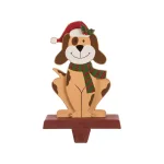 Glitzhome 7.76 in. Dog Christmas Stocking Holder - Wooden and Metal Holiday Decor thumbnail 1
