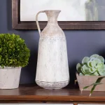 Winsome House 2-Piece White Metal Roma Pitcher Vase Set - Distressed Shabby Chic Urn Style thumbnail 4