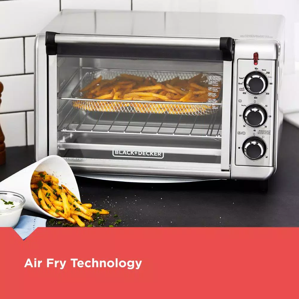 BLACK+DECKER Crisp 'N Bake 1500W Air Fryer Toaster Oven, 6-Slice Stainless Steel