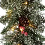 Glitzhome 9 ft. Pre-Lit Glittered Pine Cone & Berry Christmas Garland with Warm White LED Lights thumbnail 2