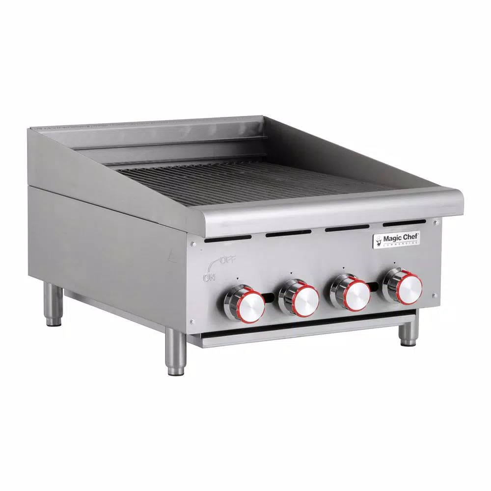 Magic Chef 24 in. Commercial Countertop Radiant Char Broiler, Stainless Steel