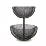 Mind Reader Black 2-Tier Mesh Metal Fruit Bowl, Round Decorative Wire Basket thumbnail 3