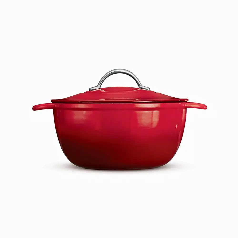 Tramontina Gourmet 6.5 qt. Enameled Cast Iron Round Dutch Oven with Lid, Gradated Red