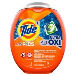 Tide PODS Ultra OXI Laundry Detergent Pods, 4-in-1 Stain Remover & Color Protector, HE Compatible, 61-Count thumbnail 1