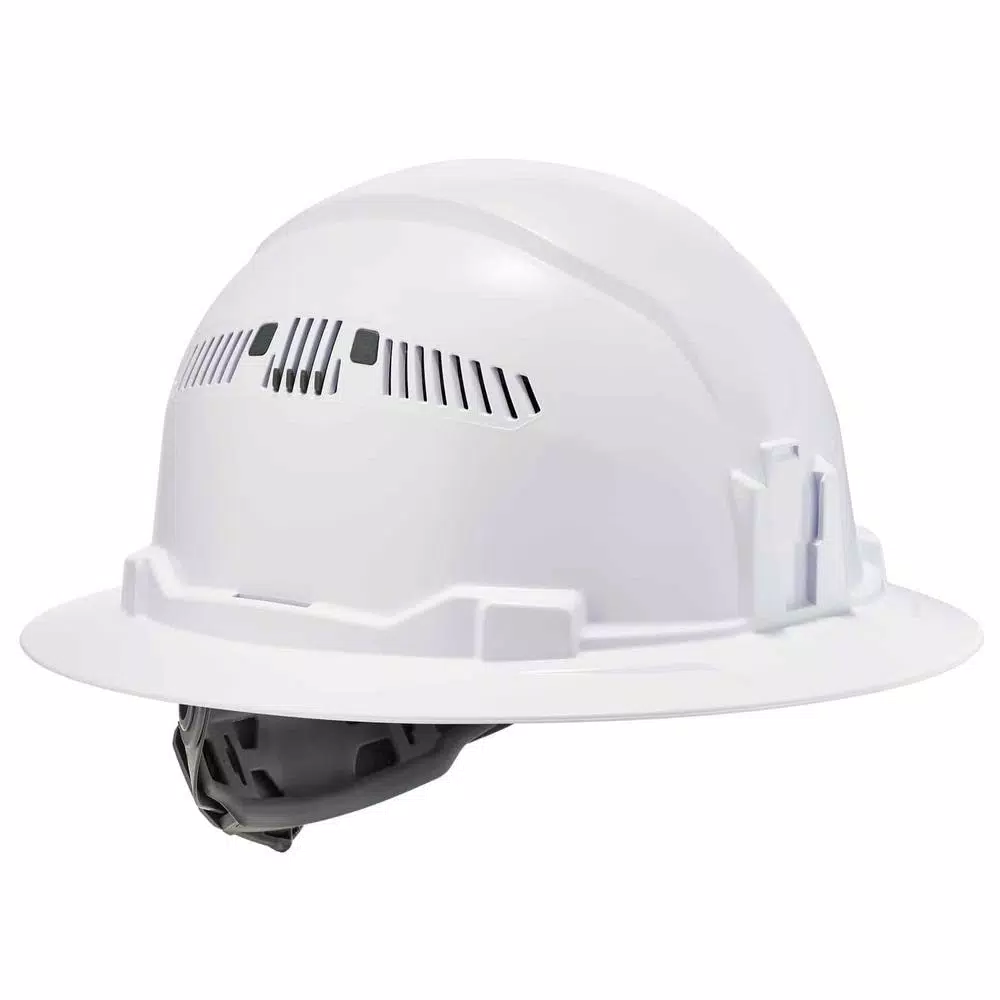 Ergodyne Skullerz 8973 Class C Full Brim Vented Hard Hat with Ratchet Suspension - White