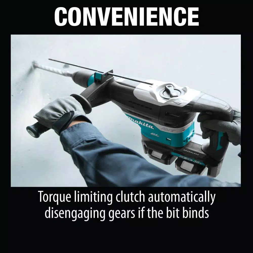 Makita 18V X2 LXT 36V Cordless SDS-MAX Rotary Hammer Kit with 1/2 in. Impact Wrench Bonus