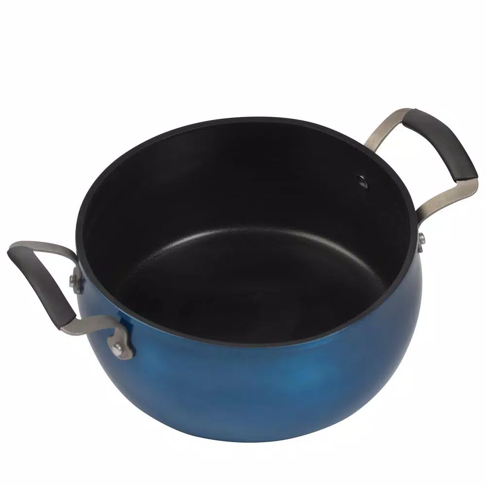 Epicurious 5 Qt. Hard-Anodized Aluminum Nonstick Chili Pot with Glass Lid, Blue