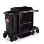 Suncast Commercial Housekeeping Plastic Cleaning Cart with Laundry Bag and Tool Storage thumbnail 1