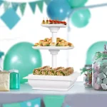 Chef Buddy 3-Tier Collapsible Dessert Stand, Square White Serving Tray Set with Self-Storing Base thumbnail 6