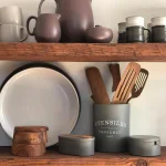 Fox Run 7 in. Slate Grey Round Cement Utensil Holder - Durable Kitchen Tool Crock thumbnail 1