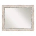 Amanti Art Alexandria 33 in. W x 27 in. H Distressed Whitewash Wood Framed Beveled Edge Bathroom Mirror thumbnail 2