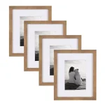 DesignOvation Gallery Rustic Brown Wood Picture Frame Set, 4-Pack, Matted to 5x7 in. or 8x10 in. thumbnail 1