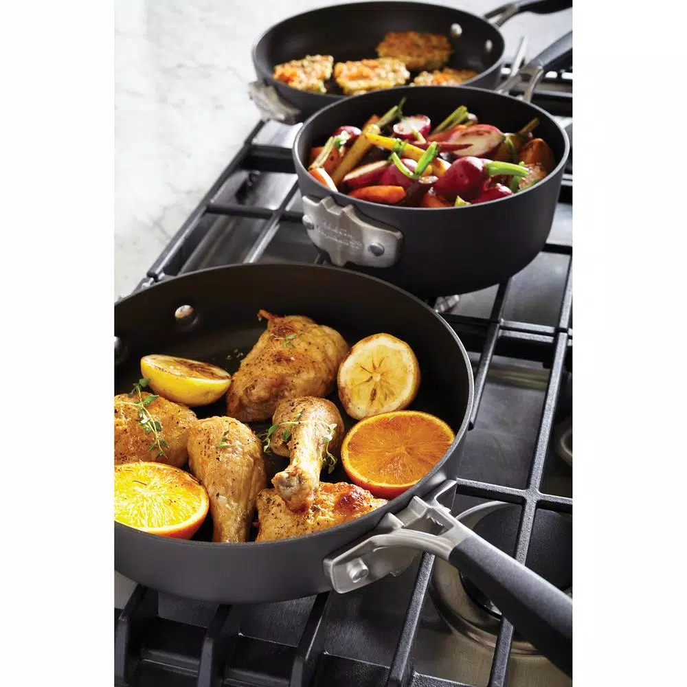 Calphalon Select by Calphalon 9-Piece Hard-Anodized Nonstick Cookware Set, Space-Saving Nesting Design, Black