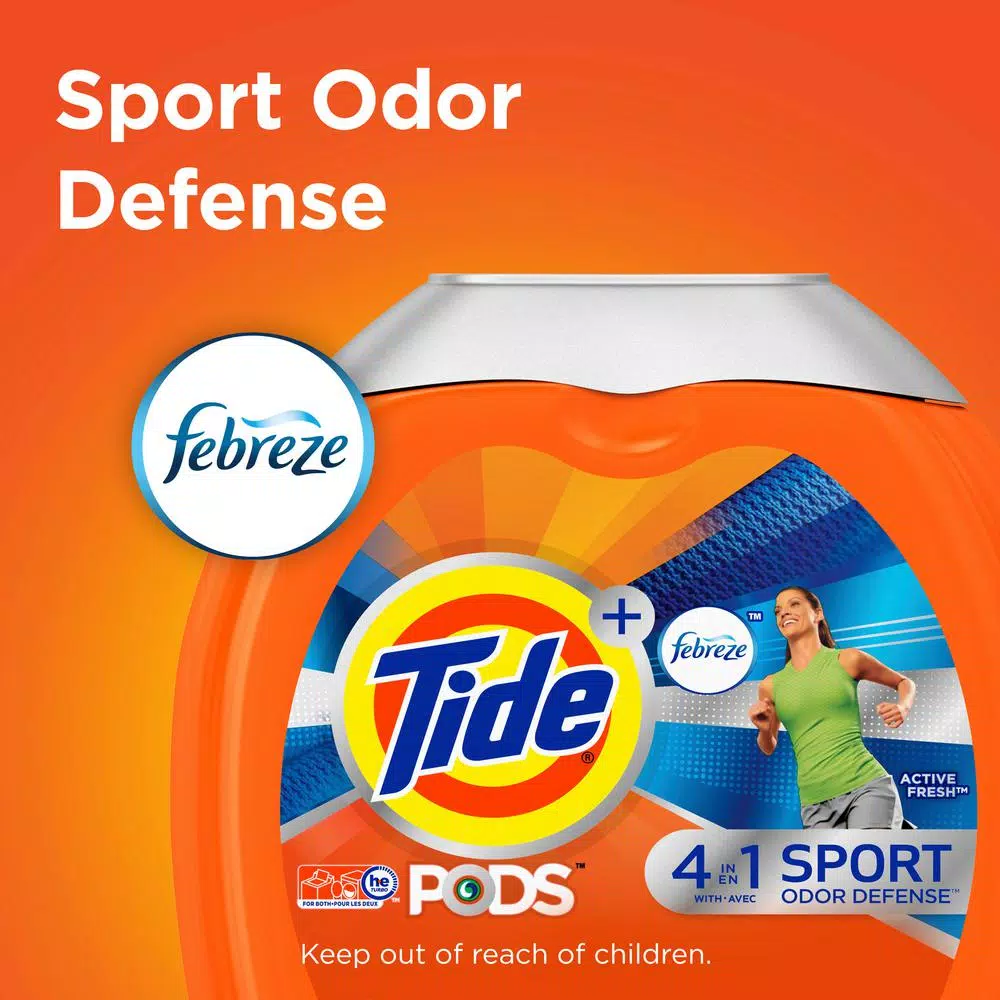 Tide PODS plus Febreze Odor Defense Active Fresh Laundry Detergent Pacs, 43 Count
