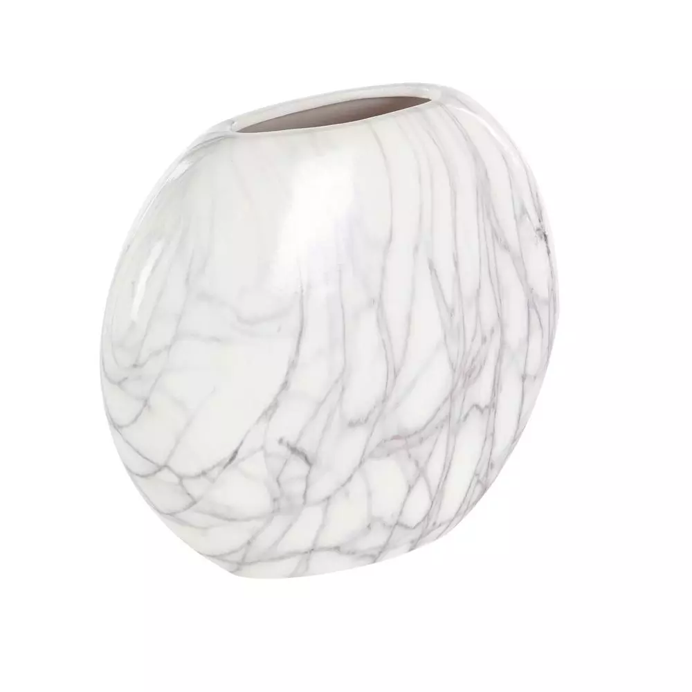 LITTON LANE 8 in. Gray Ceramic Decorative Marbled Vases, Set of 3