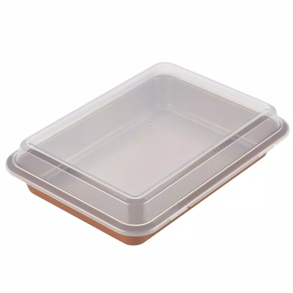 Ayesha Curry 9 x 13 in. Copper Nonstick Steel Cake Pan with Plastic Lid