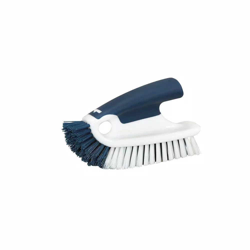 Unger 5 in. Plastic Cookware and Bakeware Cleaning Brush with V-Shaped Bristles and Scraper