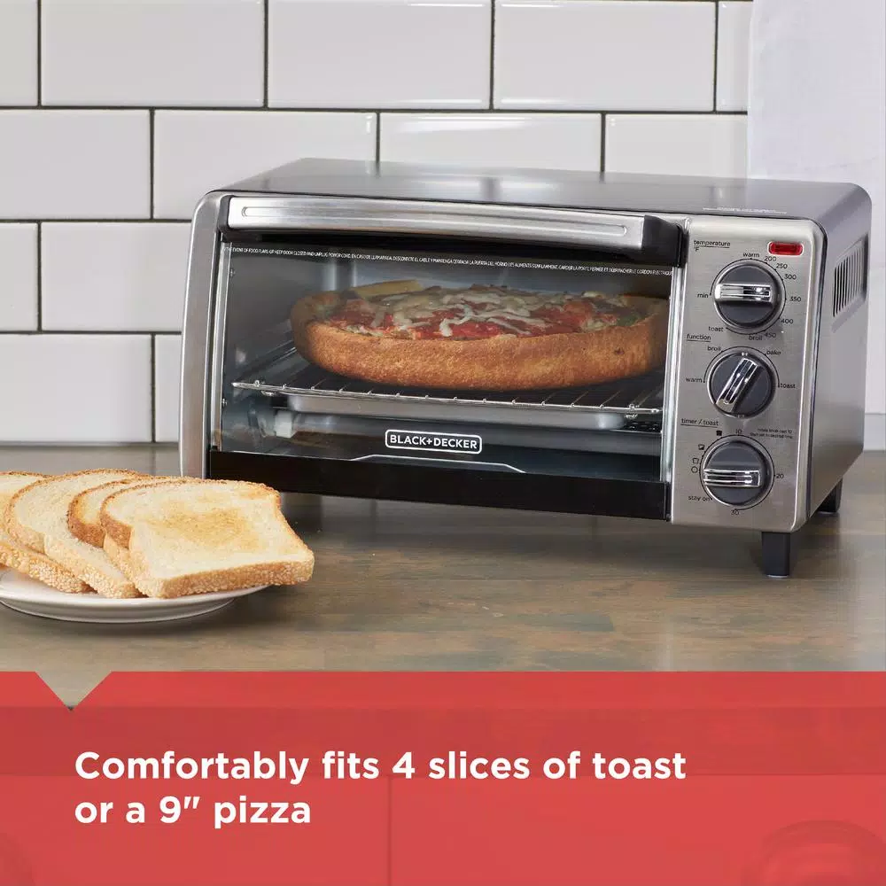 BLACK+DECKER 4-Slice Stainless Steel Convection Toaster Oven with EvenToast Technology