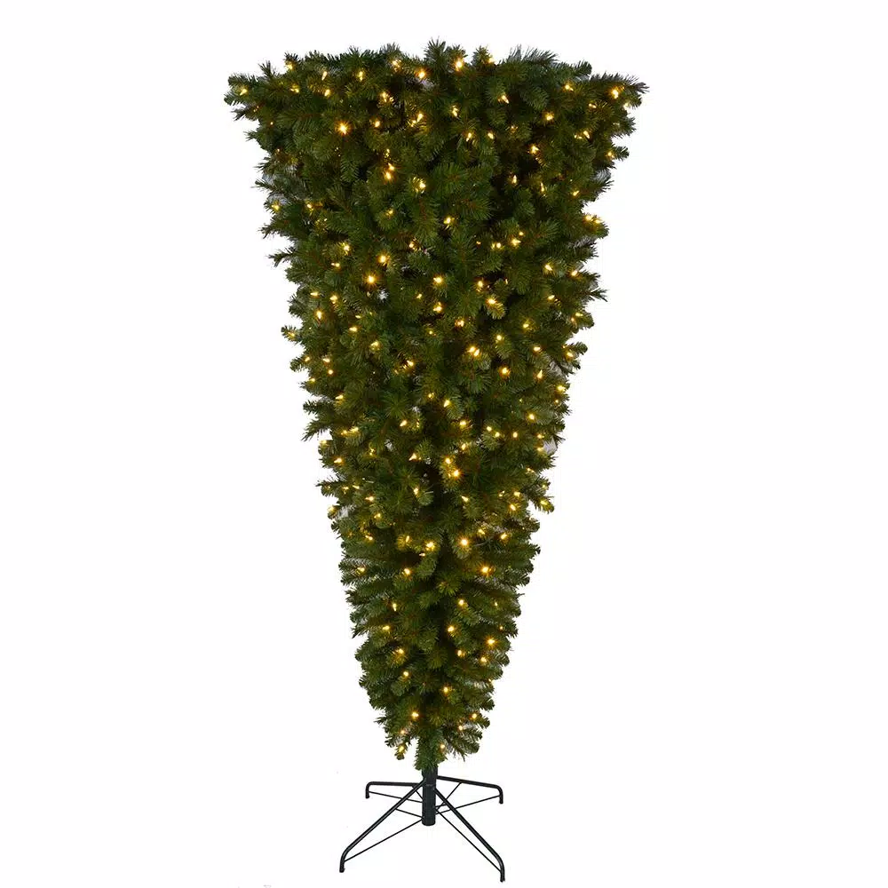 Home Accents Holiday 7 ft Wesley Upside Down Long Needle Pine Pre-Lit LED Artificial Christmas Tree with 420 Color Changing Lights