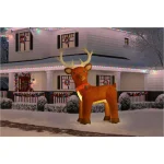 Home Accents Holiday 10.5 ft. Pre-Lit LED Giant Fuzzy Standing Reindeer Inflatable Outdoor Christmas Decoration thumbnail 2