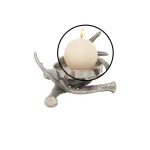 LITTON LANE 4 in. Silver Aluminum Crossed Antlers Candle Holder - Rustic Tarnished Finish thumbnail 3