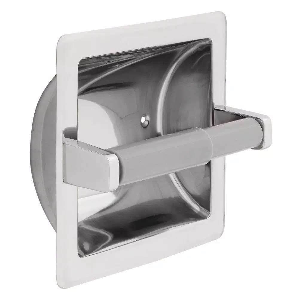 Franklin Brass Recessed Toilet Paper Holder and Dispenser, Bright Stainless Steel