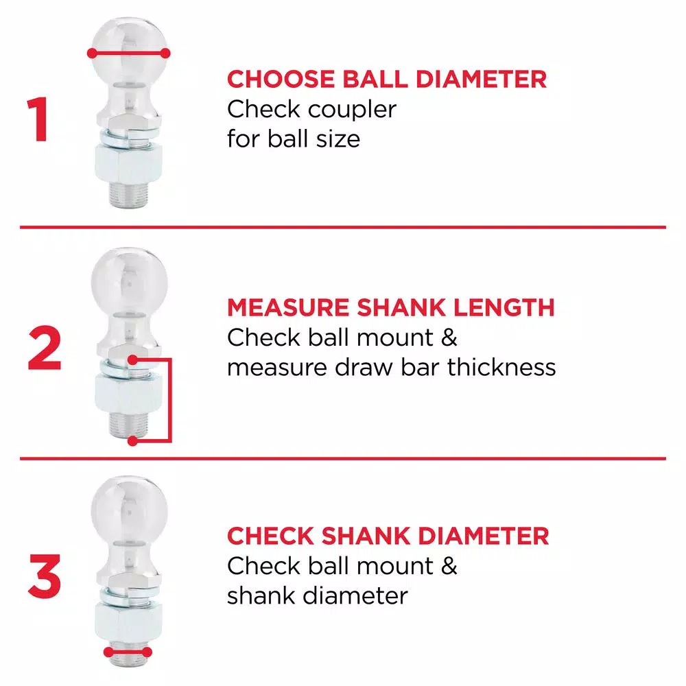 TowSmart 12,000 lb. Capacity Chrome Hitch Ball, 2-5/16 in. Ball Diameter, 1-1/4 in. Shank