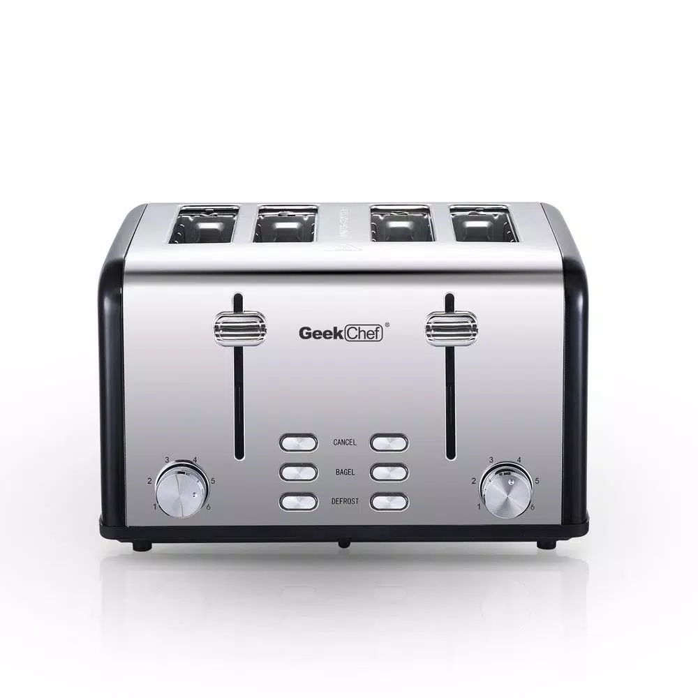 Boyel Living 1650W 4-Slice Wide Slot Toaster with Dual Independent Control Panels, Stainless Steel
