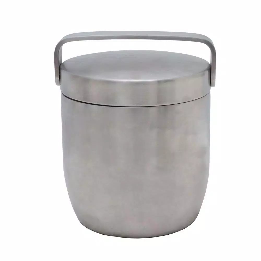Unbranded Apple 6.75 in. Stainless Steel Ice Bucket with Lid, Matte Finish