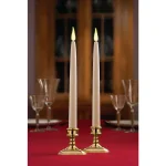 Xodus Innovations 12 in. Ivory Wireless LED Taper Candles with Brass Finish Base and Amber Flame (2-Pack) thumbnail 3