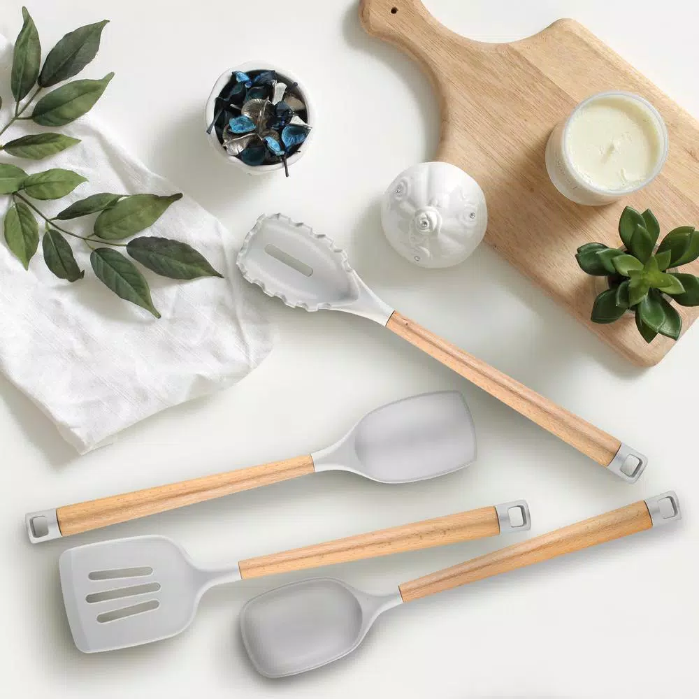Skandia Beechwood 4-Piece Kitchen Tool Set with Silicone Heads