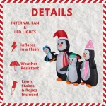 Fraser Hill Farm 10 ft. Penguin Family Christmas Inflatable with White Lights thumbnail 4