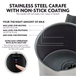 Ovente FR1208 3-in-1 Electric Milk Frother & Heater, Black Stainless Steel, 8.1 oz thumbnail 3