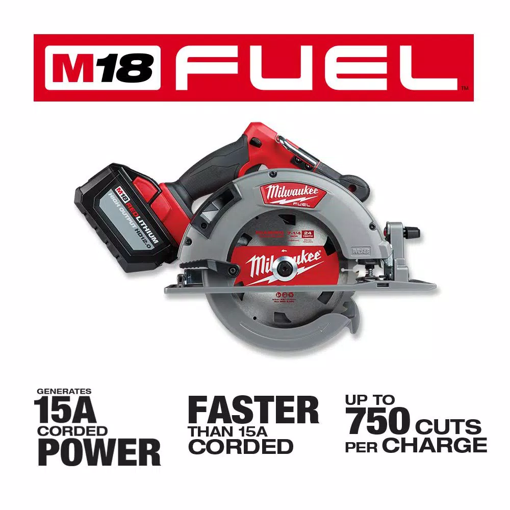 Milwaukee M18 FUEL 7-1/4 in. Brushless Cordless Circular Saw Kit with 12.0 Ah Battery & Charger