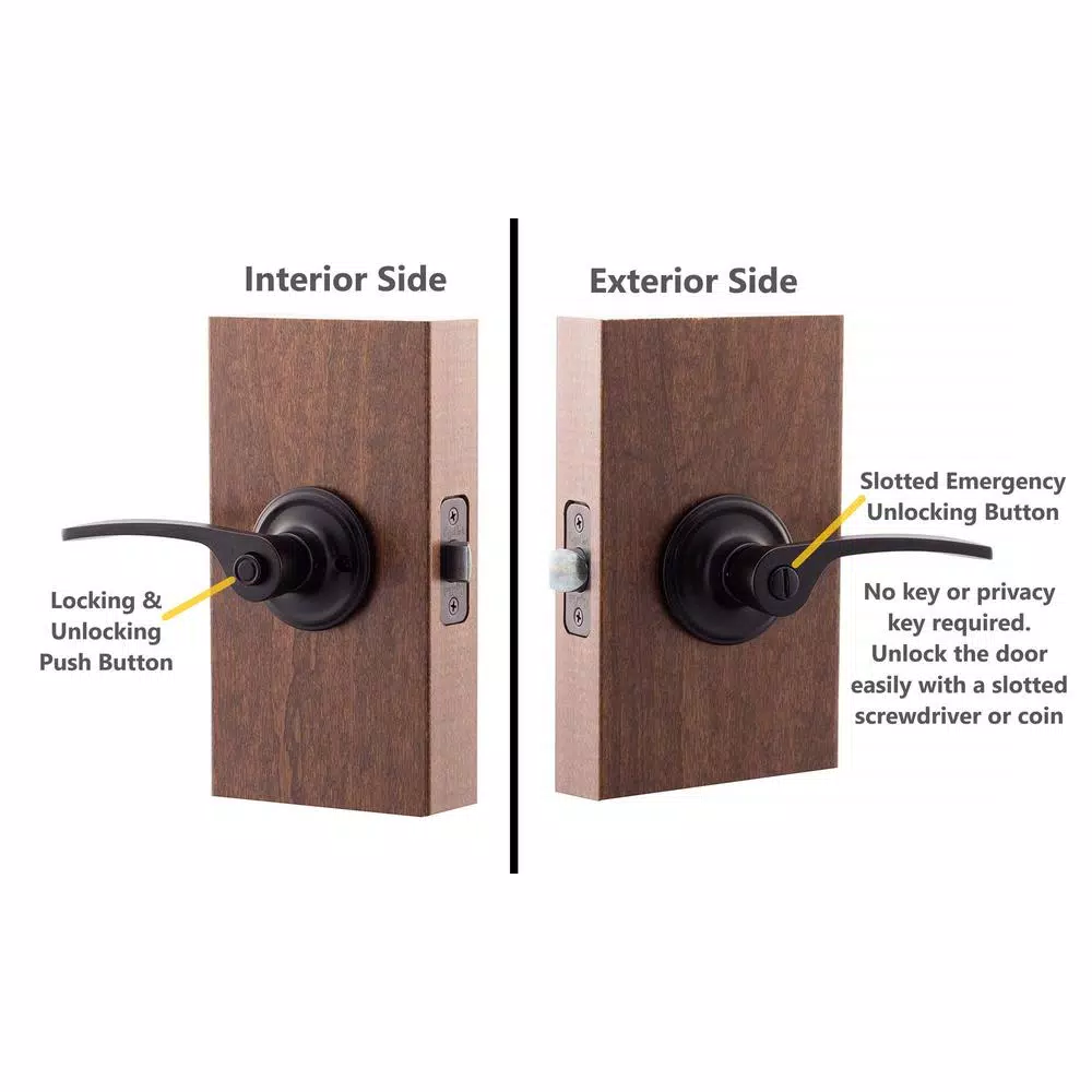 Copper Creek Scandinavian Kash Black Privacy Lever for Bedroom and Bathroom Doors