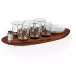 Picnic Time Cantinero Acacia Wood Shot Glass Serving Tray Set - 9 Piece thumbnail 1