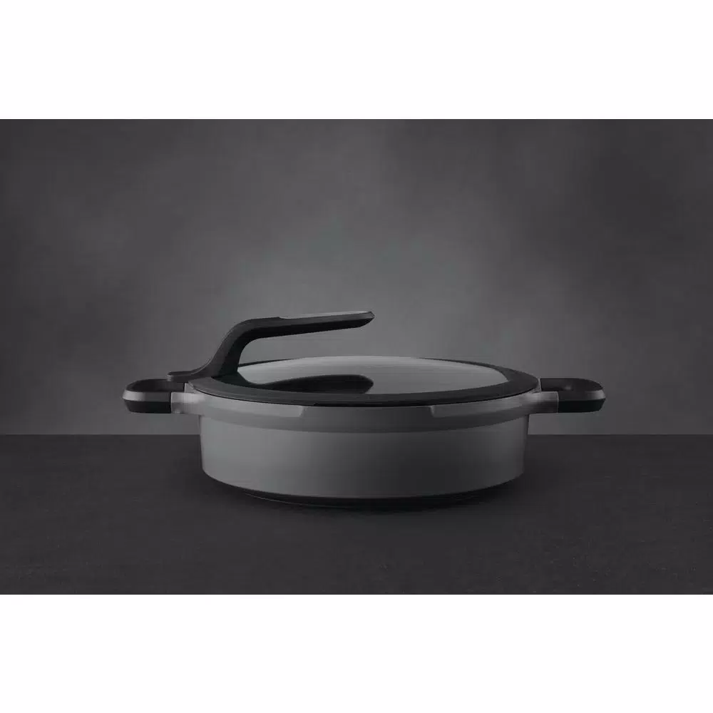 BergHOFF GEM Stay Cool 4.9 qt. Cast Aluminum Nonstick Saute Pan with Glass Lid, Gray