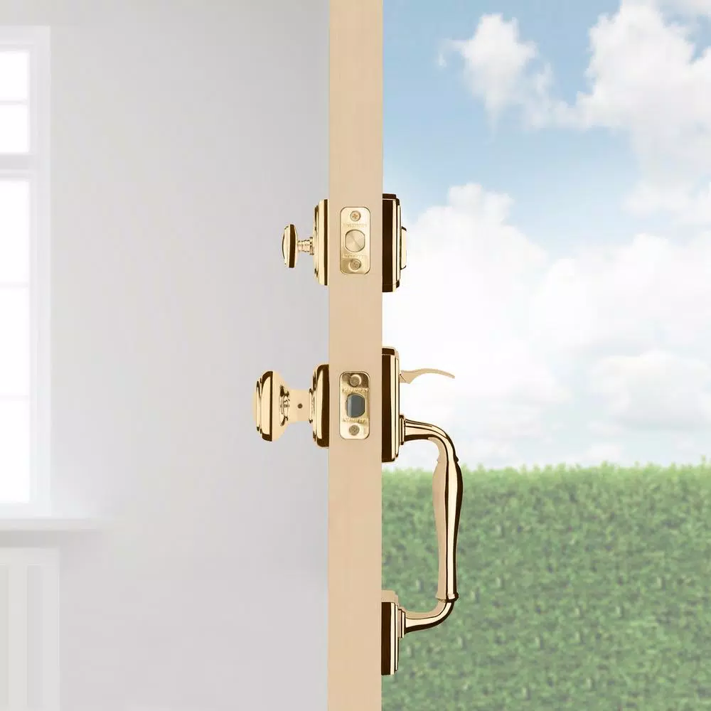 Baldwin Prestige Wesley Single Cylinder Door Handleset with Alcott Knob, Lifetime Polished Brass