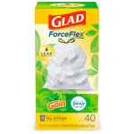 Glad ForceFlex 13 Gallon Tall Kitchen Drawstring Trash Bags with Febreze Gain Original Scent, 40 Count thumbnail 1
