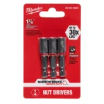 Milwaukee SHOCKWAVE 1/4 in. x 1-7/8 in. Magnetic Nut Driver Bits, 3-Pack thumbnail 2
