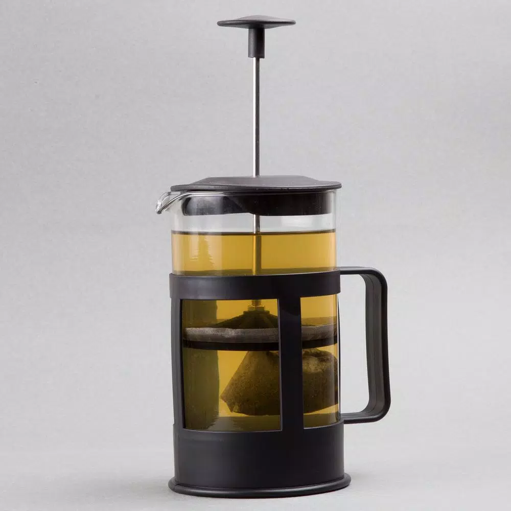Creative Home 1000ml Glass French Press Coffee Maker and Tea Steeper, 4-Cup Stainless Steel Filter, Black