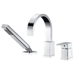 ANZZI Nite Series Single-Handle Deck-Mount Roman Tub Faucet with Handheld Sprayer, Polished Chrome thumbnail 1