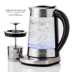 Ovente 1.7L Variable Temperature Glass Electric Kettle with ProntoFill Technology, Silver thumbnail 2