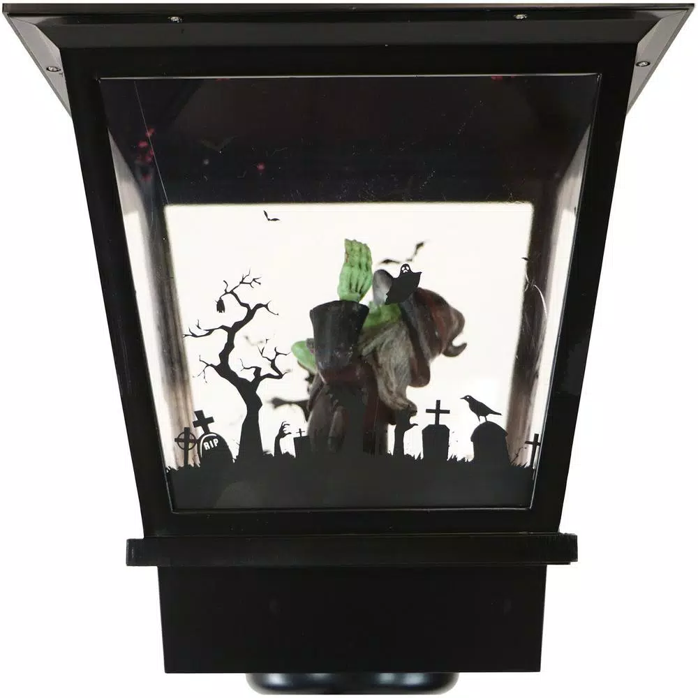 Haunted Hill Farm 71 in. Black Wicked Witch Animated Lamp Post with Spooky Music