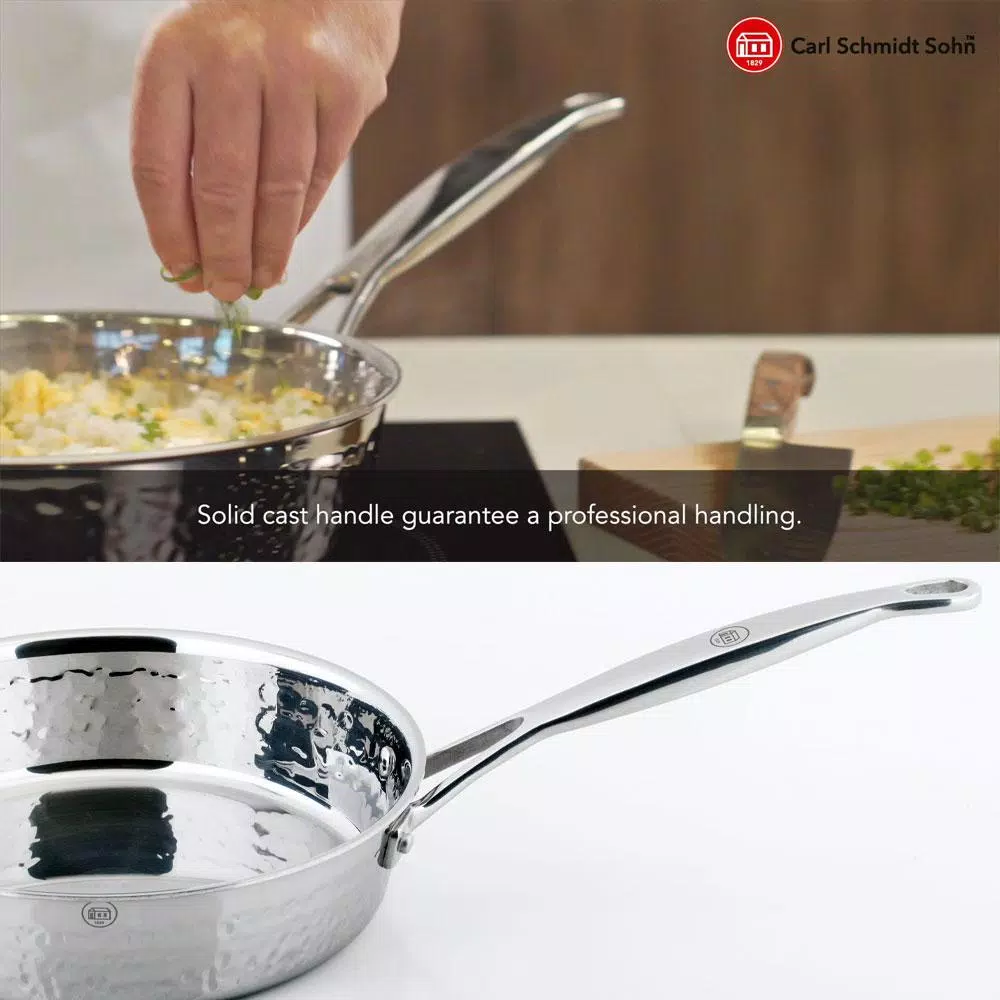1829 Carl Schmidt Sohn STERN 1 qt. Hammered Stainless Steel Saute Pan with Lid