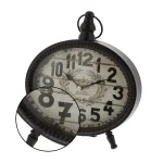 LITTON LANE 9 in. x 8 in. Round Iron Desk Clock 4-Pack, Vintage Farmhouse Style thumbnail 3